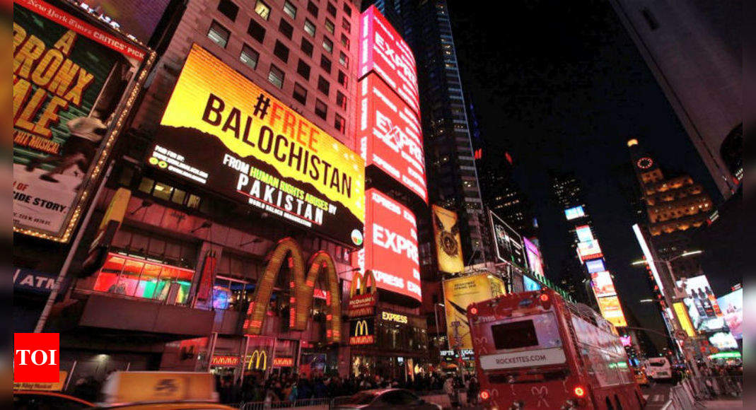 Times Square After London Free Balochistan posters appear in