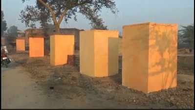 100 community toilets painted saffron in UP's Etawah