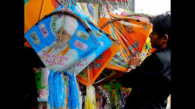 'Modi' kites still rule the skies, Yogi makes debut