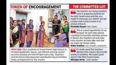 SSLC students in Haveri get snacks during extra classes