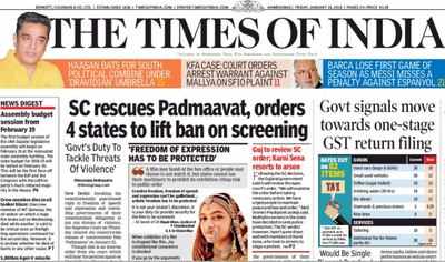 times of india: The Times Of India has more readers than 2 and 3 put together | India News - Times of