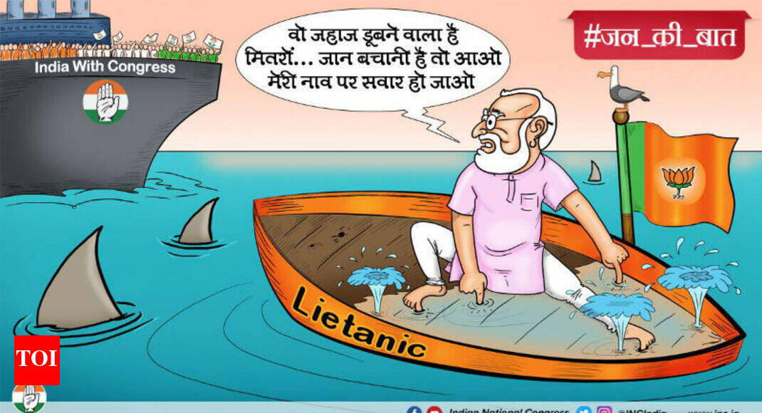 Congress: Congress's cartoon equates BJP government to sinking ...