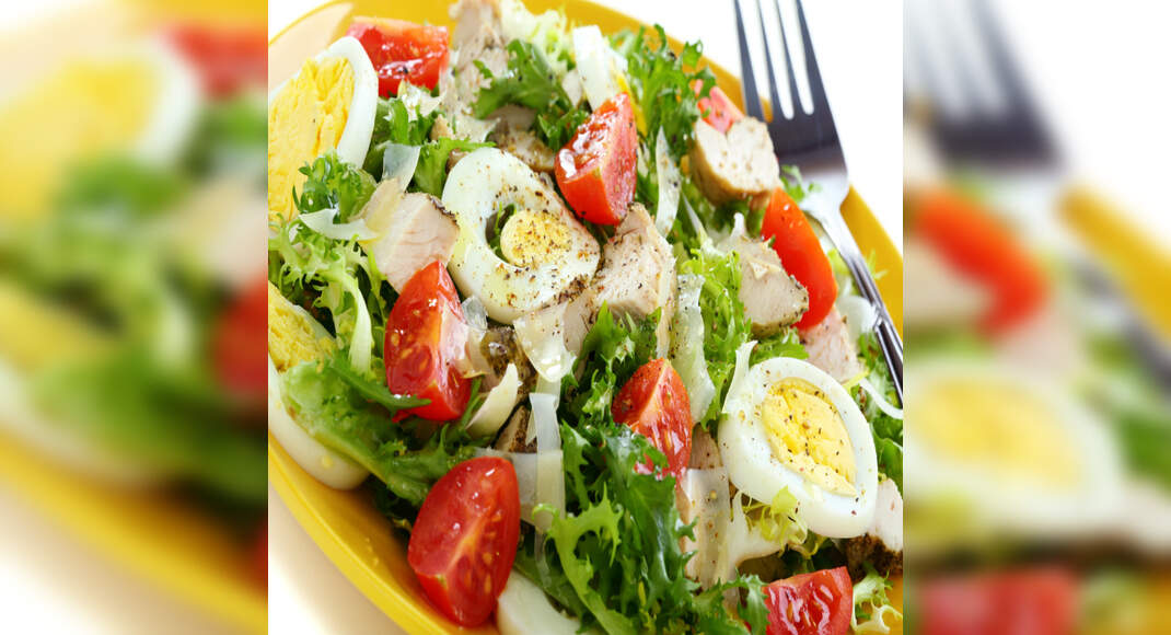 Cos Salad with Chicken and Boiled Eggs recipe by Pankaj Bhadouria on Times Food