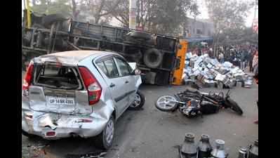 Two killed as bus ploughs into vehicles lined up at signal