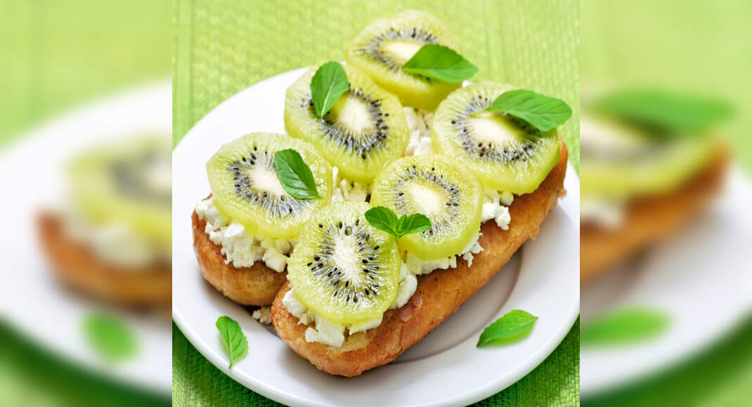 Kiwifruit and Feta Toasties Recipe: How to Make Kiwifruit and Feta Toasties Recipe | Homemade Kiwifr