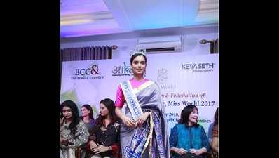 Miss World Manushi Chhillar visits Kolkata for menstrual hygiene awareness campaign