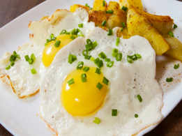 Potato Coins with Fried Eggs