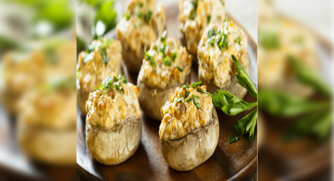 Salmon and Cream Stuffed Mushrooms Recipe: How to Make Salmon and Cream Stuffed Mushrooms Recipe | H