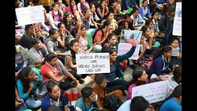 Students of Yuvaraja’s College protest lack of basic facilities on campus