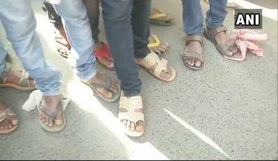 Barred from wearing shoes, Bihar students turn up for board exams wearing slippers