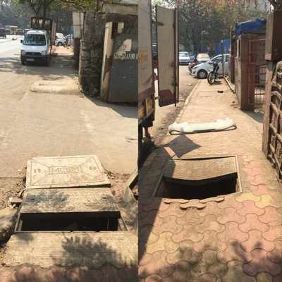 Missing 4-5 Manhole Covers on same foot path