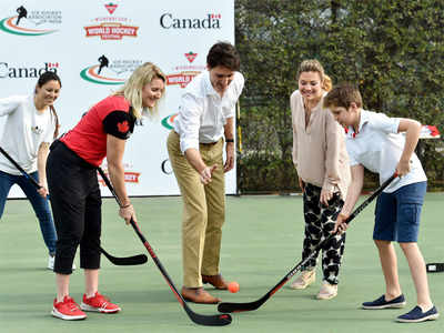 Canadian PM Trudeau participates in Delhi hockey event