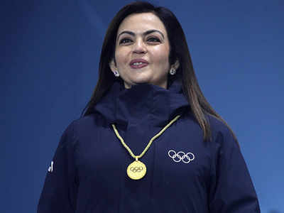 Nita Ambani presents Alpine Skiing medals at Winter Olympics