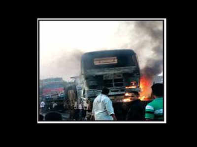 RORO train catches fire, truck gutted