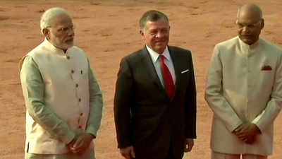 President Kovind, PM Modi welcome Jordan's King Abdullah II bin Al-Hussein at Rashtrapati Bhawan