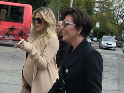 Khloe Kardashian flaunts her baby bump as she shops with mother Kris Jenner