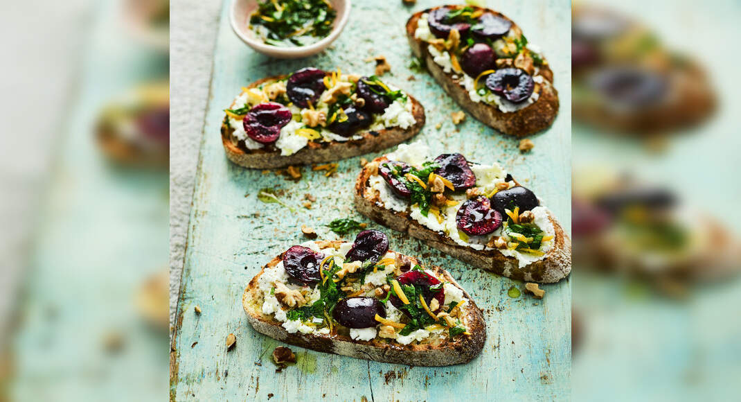 Goats’ Cheese, Griddled Cherry and Gremolata Toast Recipe: How to Make Goats’ Cheese, Griddled Cherr