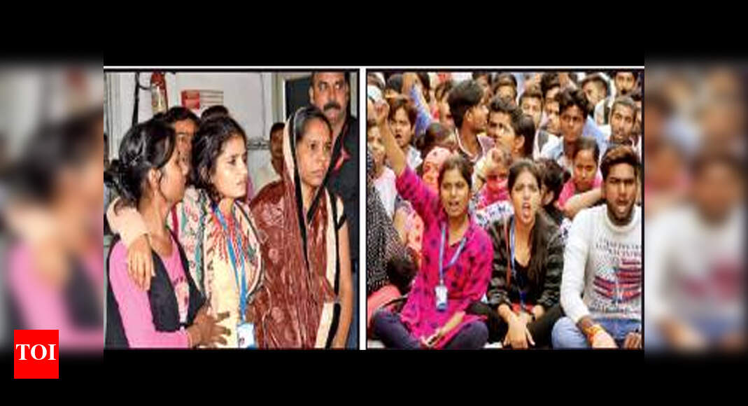 CM'S HELPLINE Women staffers of CM's helpline locked up for stir