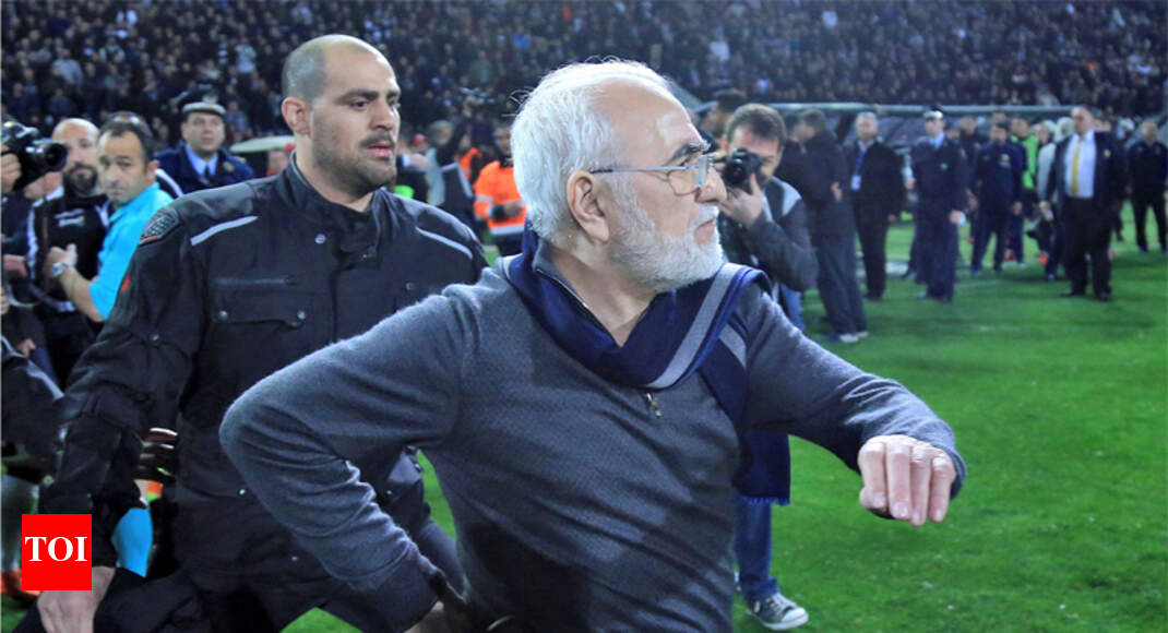 Greek football club president apologises after gun incident - Times of India