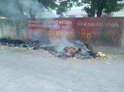 Dry leaves Dumped & burnt along roadsby Residents