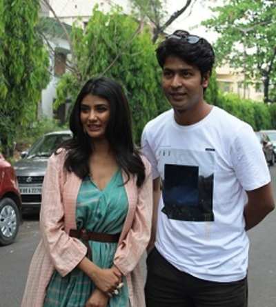 Parno and Anirban at the press conference of the film Alinagarer Golokdhadha