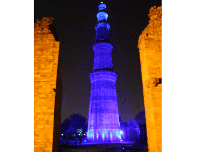 Qutub Minar turns blue to mark World Autism Awareness Day