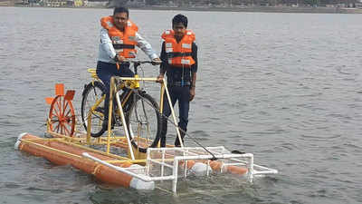 This floating bicycle will help clean Nagpur s Telangkhedi lake