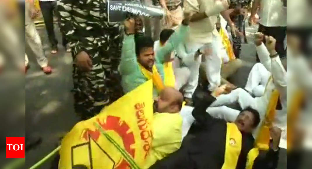 Andhra Pradesh Special Status Tdp Mps Stage Protest Near Pms Residence Detained India News 0866