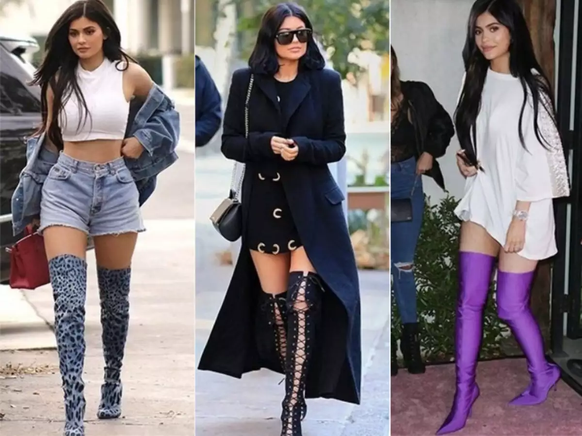 Kylie Jenner: Champion Tee, Lace-Up Boots