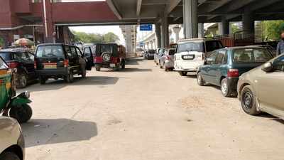 Illegal parking at South Campus Metro station