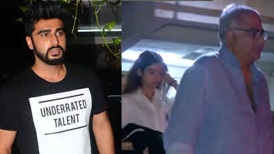 Janhvi, Khushi and dad Boney Kapoor pay a visit to Arjun Kapoor