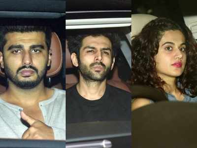 Arjun Kapoor, Taapsee Pannu, Kartik Aaryan attend the special screening of Varun Dhawan-Banita Sandhu starrer 'October'