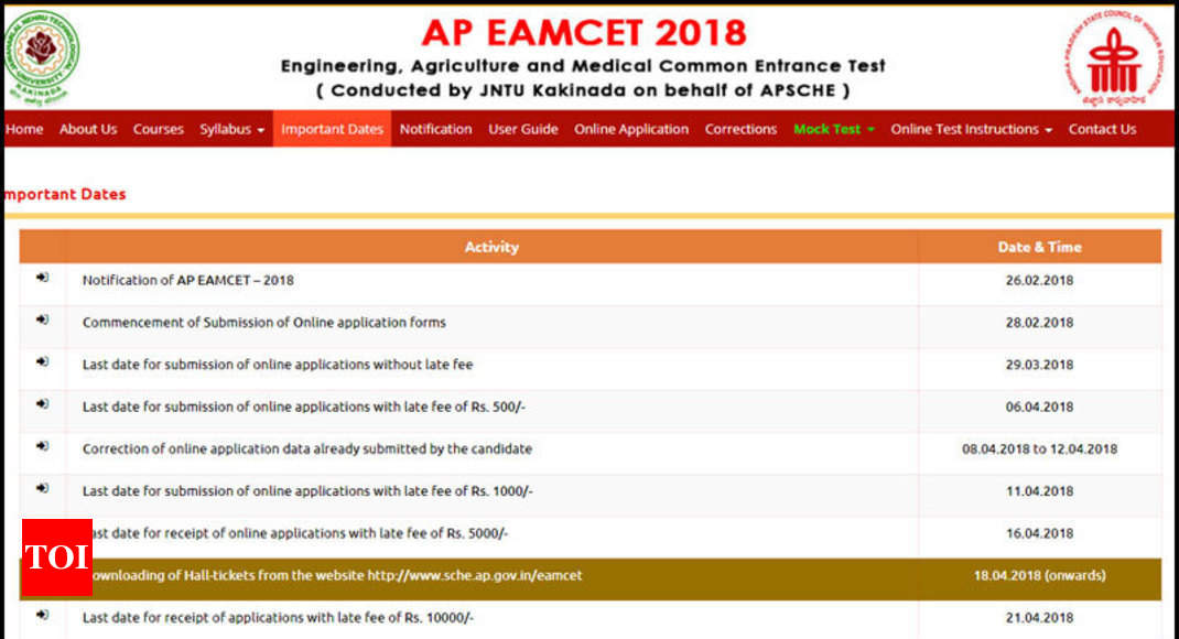 ap eamcet hall ticket download