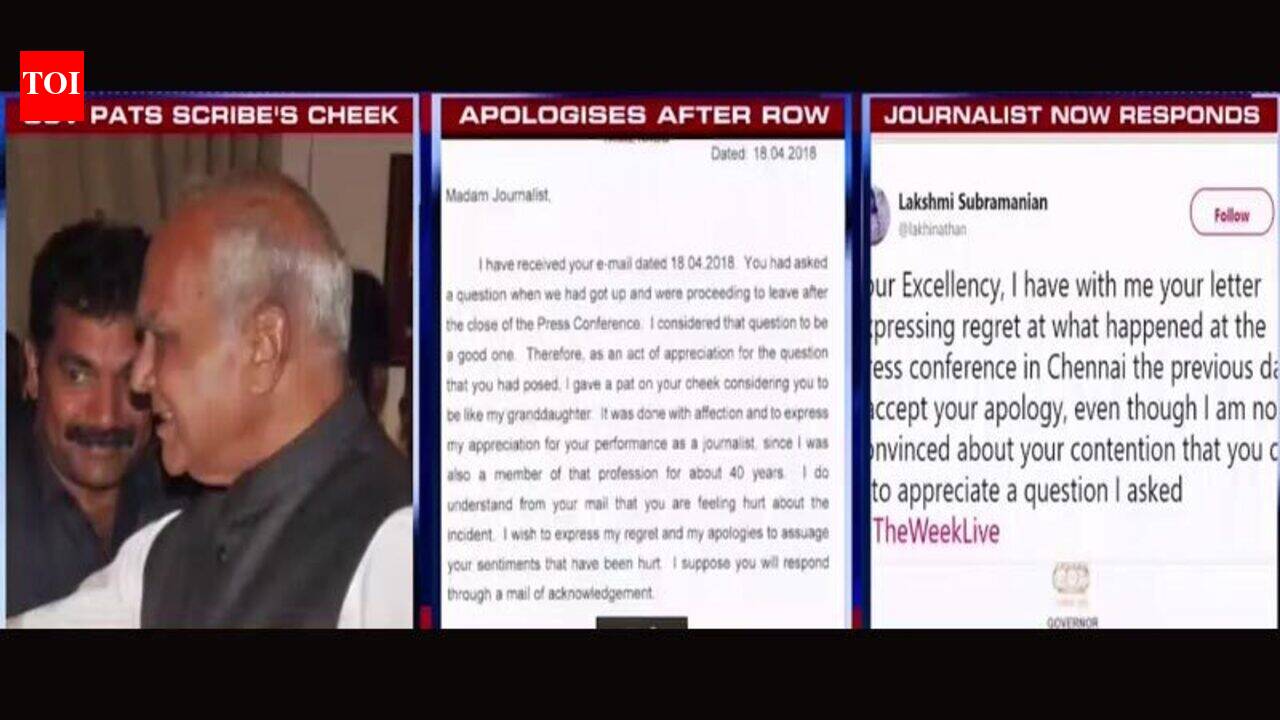Tamil Nadu governor pats scribes's cheek, tenders apology