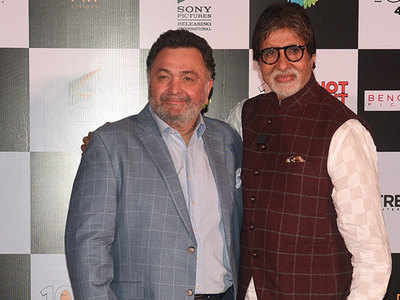 Rishi Kapoor and Amitabh Bachchan bond at the 'Badumbaaa' song launch in Mumbai