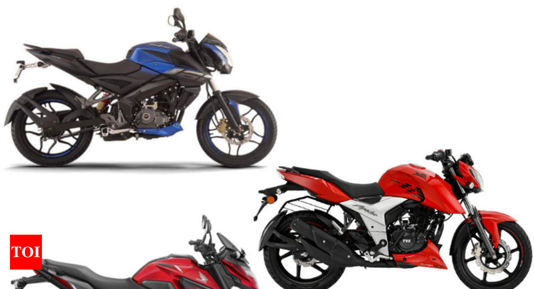 150cc Bikes Tvs Apache Rtr 160 4v Vs Bajaj Pulsar Ns 160 Vs Honda X Blade Spec Comparison Times Of India