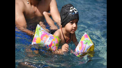 Toddlers as young as one start swimming training in Jaipur