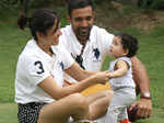 Robin Uthappa with wife Sheethal and son Neale