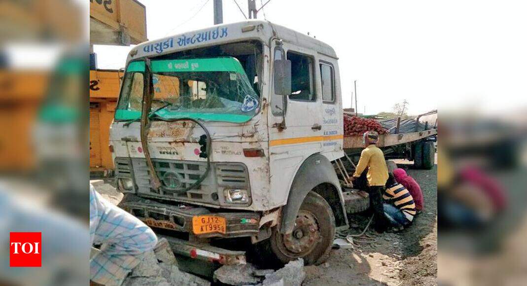 Four killed as truck rams into auto, car, pedestrian | Rajkot News ...