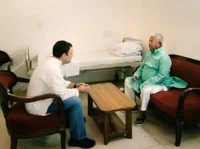 Rahul Gandhi turns a page, meets Lalu in hospital