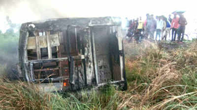 Motihari Bus Accident: Bus overturns, catches fire in Bihar’s Motihari