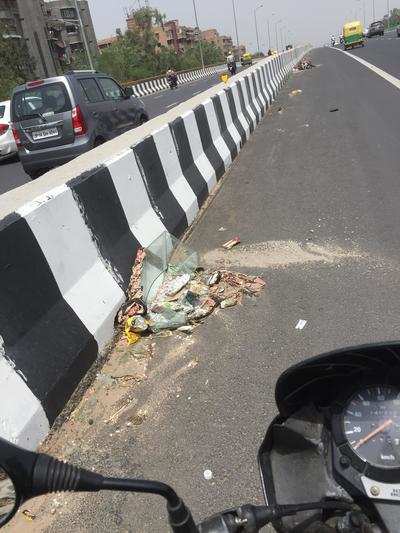 Trash on newly constructed NH-9