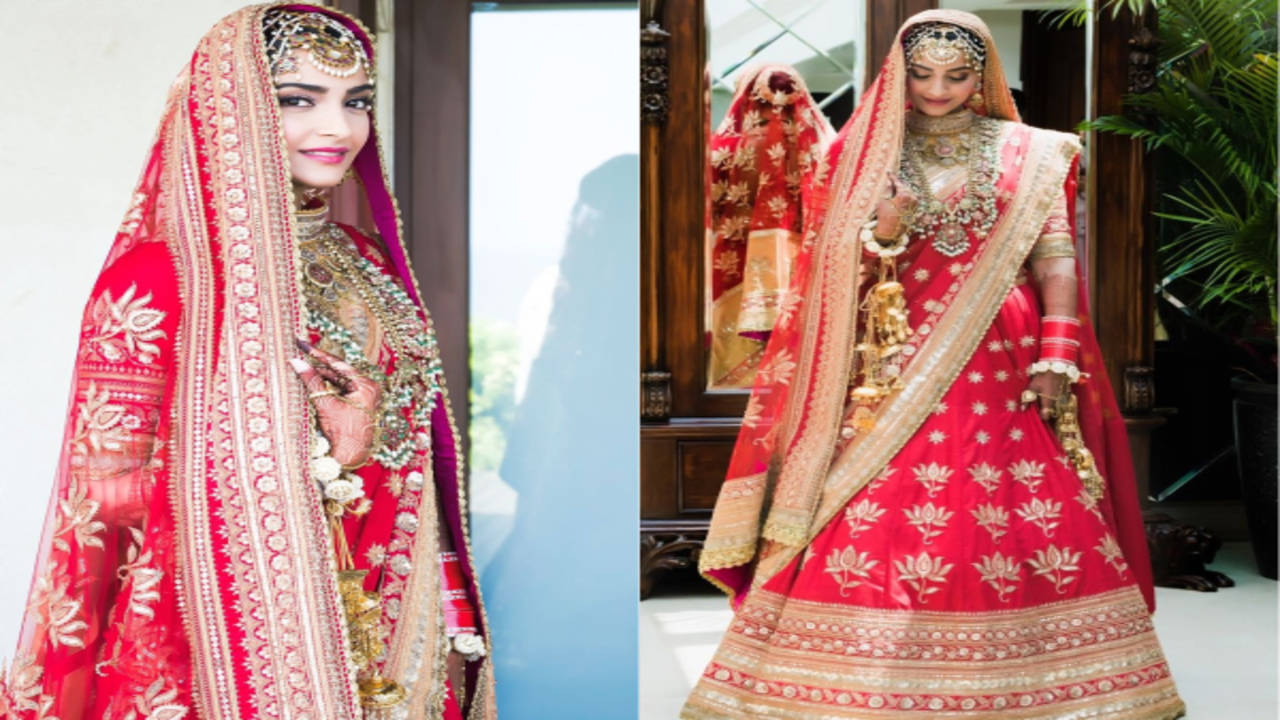 Sonam Kapoor Wedding Dress: Sonam Kapoor's red wedding lehenga gets a  thumbs up from Twitterati | - Times of India