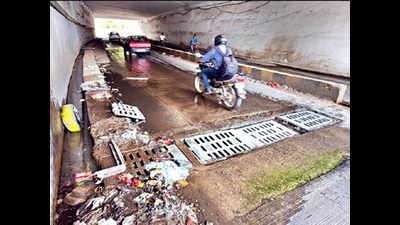 Sunk concrete covers in Ramwadi underpass cause accidents
