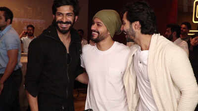 Varun Dhawan, Kunal Khemu and Harshvardhan Kapoor at 'Deadpool 2' special screening