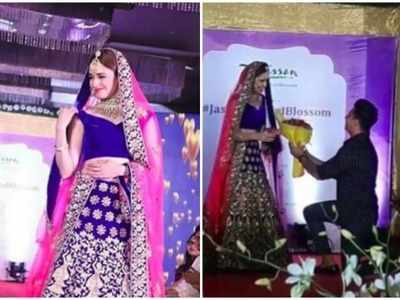 Bigg Boss's Yuvika Chaudhary dresses as a bride; Prince Narula goes down on his knee for his ladylove