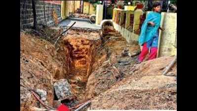 No relief for locals as rains turn dug-up roads into pools