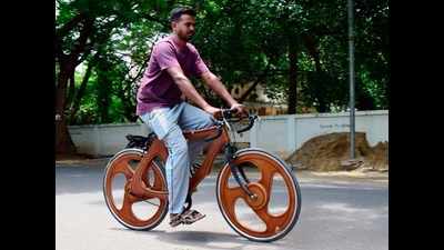 Coimbatore designer's wooden bicycle becomes an instant hit