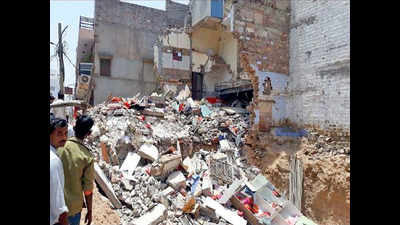 Two-storeyed building collapses in Jodhpur, three rescued