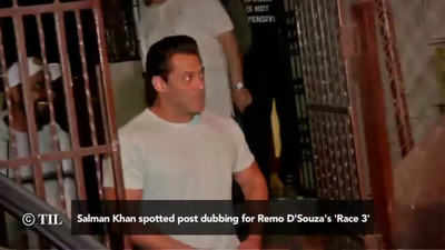 Salman Khan spotted post dubbing for Remo D'Souza's 'Race 3'